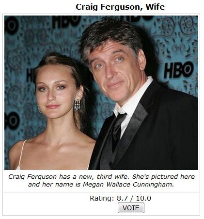 craig ferguson often mistaken for craig kilborn wife Megan Wallace Cunningham pregnant baby